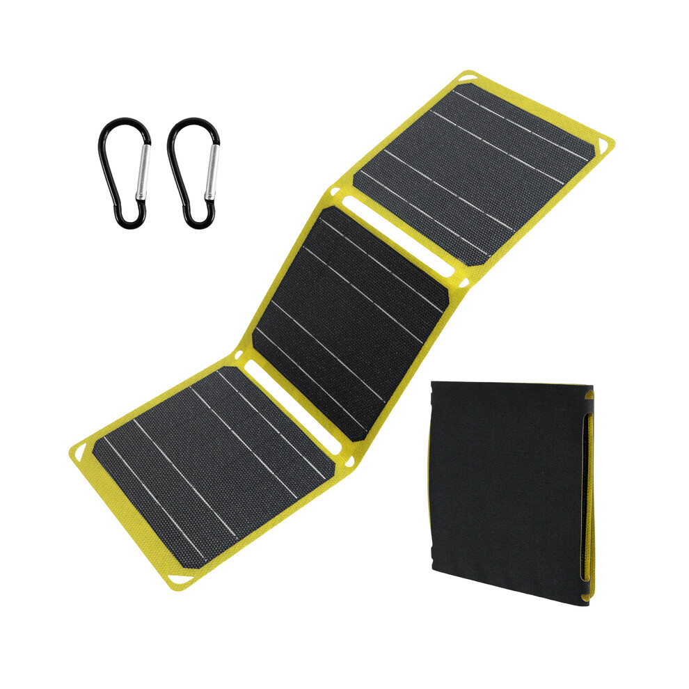 (Fluorescent Green) Foldable Solar Panel Ip68 Waterproof Portable Etfe-Monocrystalline Silicon Solar Panel Charger with 5v/9v/12v USB Type C