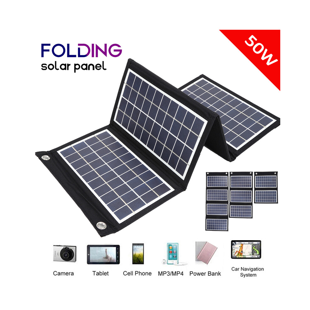 (30W) 50W Foldable Solar Panel Portable Outdoor Waterproof Solar Charger For Cell Phone Power Bank Battery Charger Camping Fishing