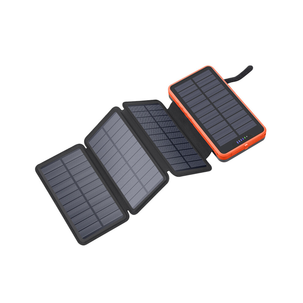 Maxpower (10000Mah, ) 20000Mah Folding Solar Power Bank 2.1A Fast Charging Powerbank For Iphone14 Huawei Xiaomi Portable Solar Charger With Flashlight Orange