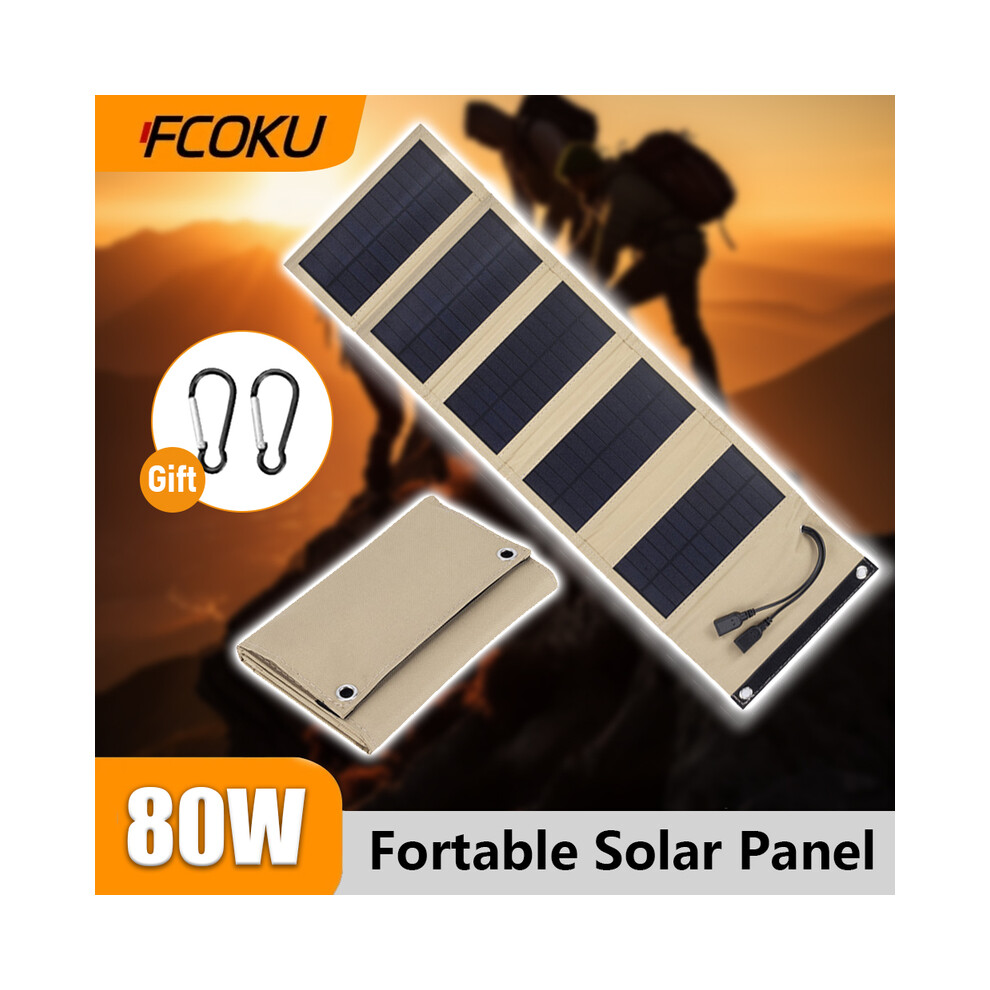 Maxpower (80W Black) 80W Portable Foldable Solar Panel With Usb 5V Waterproof Solar Panel For Cell Phone Power Bank Battery Charger Camping