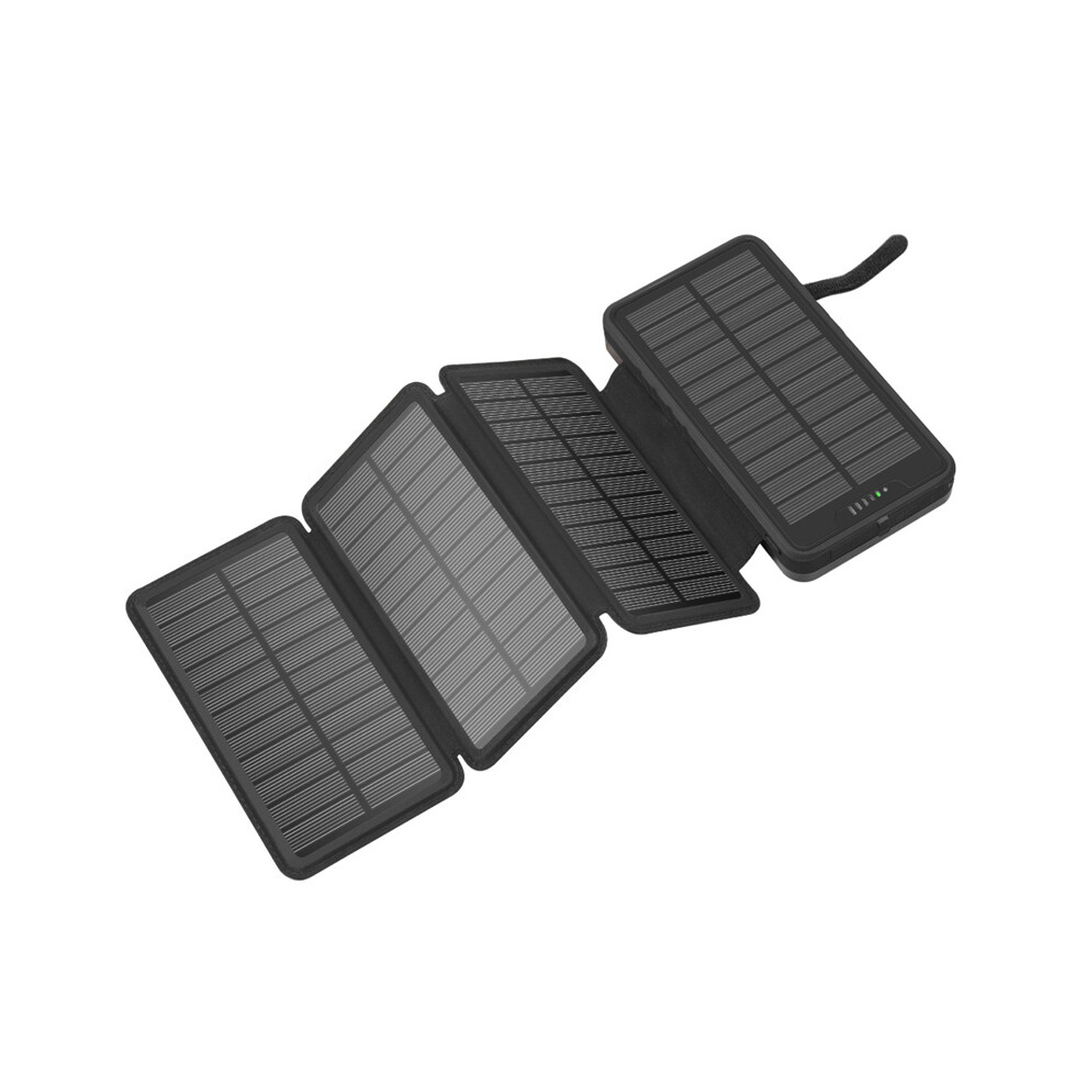 Maxpower (10000Mah, ) 20000Mah Folding Solar Power Bank 2.1A Fast Charging Powerbank For Iphone14 Huawei Xiaomi Portable Solar Charger With Flashlight Black