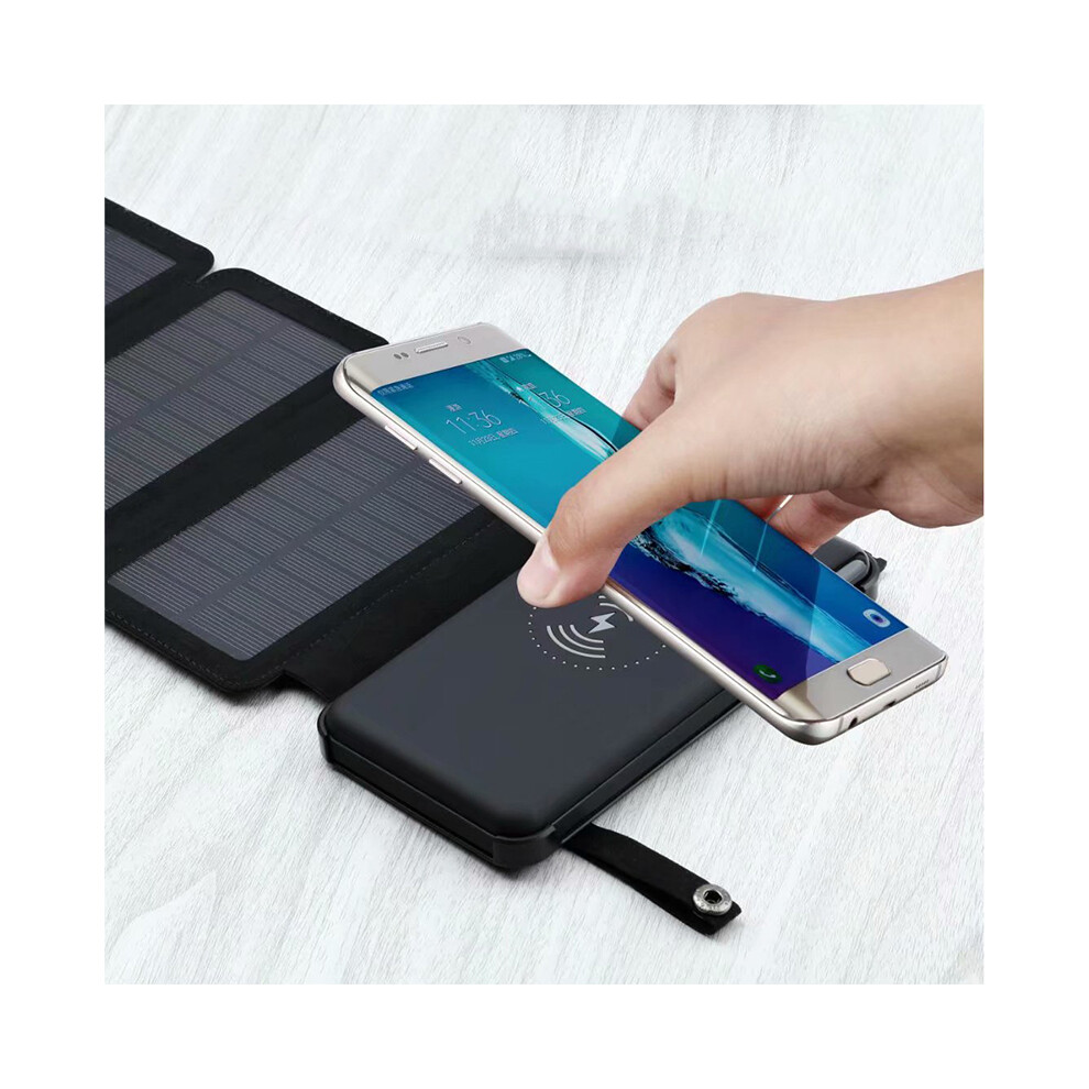 (6pcs Solar panels) 12000mAh Wireless Power Bank Foldable Solar Charger Powerbank Portable External Battery Pack for iphone 11 12 X Xiaomi Poverbank