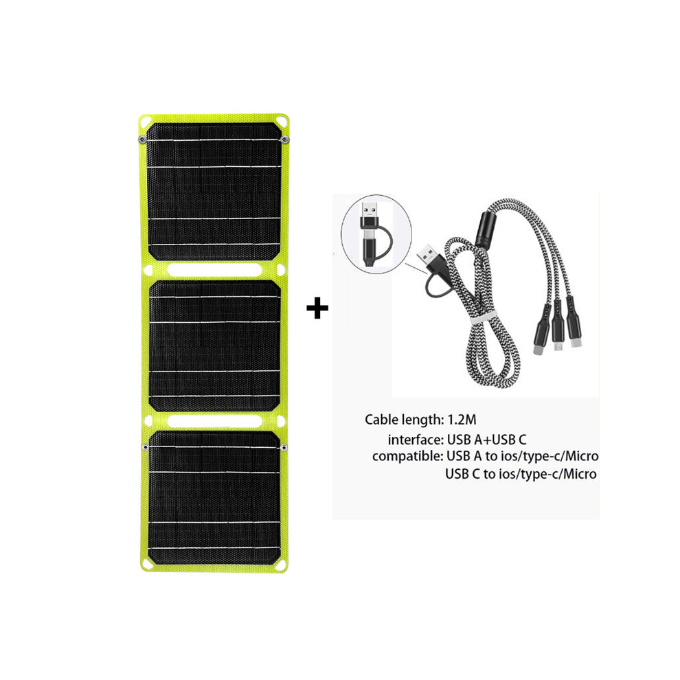 (with  cable) USB+PD solar power bank 5v/9v/12v Photovoltaic panel outdoor camping Portable cell phone charge panels 21w For RV travel