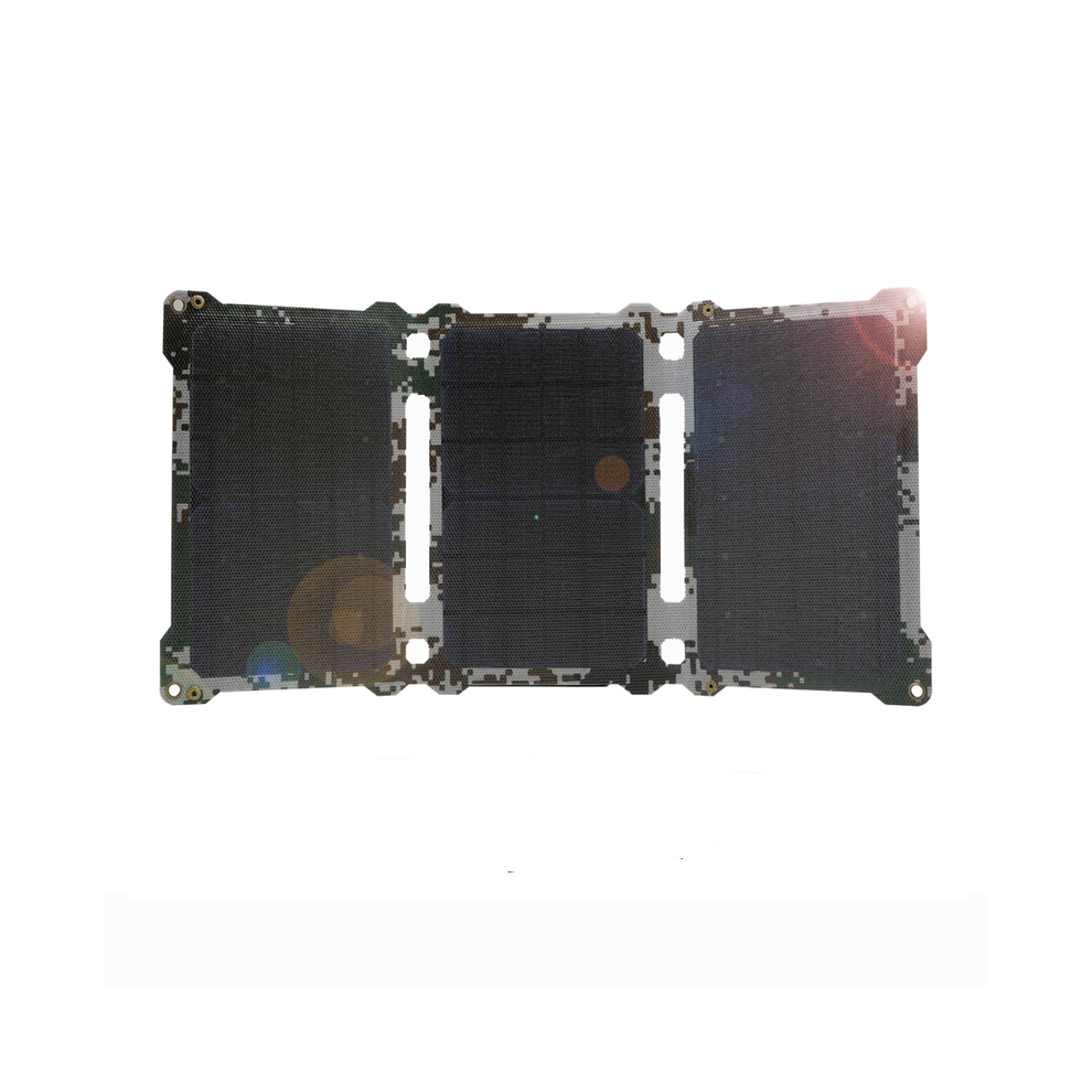 (Black) Camouflage Solar Panel 5V 21W Mobile Power Bank Charger Outdoor Camping Foldable Solar Battery USB Charger