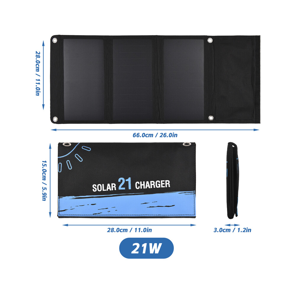 (21W) Portable Foldable Solar Panel Charger for Camping Travel IPX5 Waterproof 2 USB/Type-C 21W/28W Efficience Solar Battery Charger