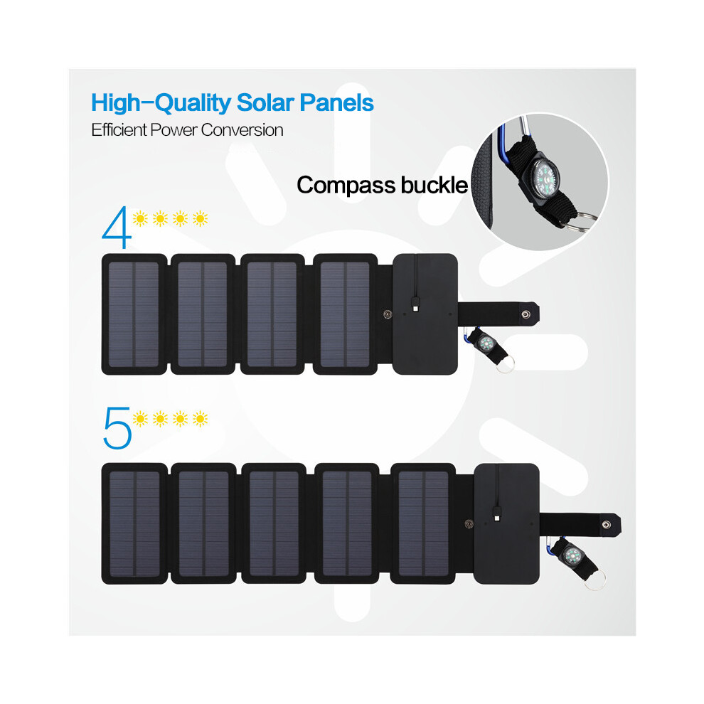 (4 Solar Panels) 10W Solar Cells Charger Foldable Waterproof Solar Charger 5V 2A Fast Charge Portable Solar Panel Charger For Smartphones 9036185380669
