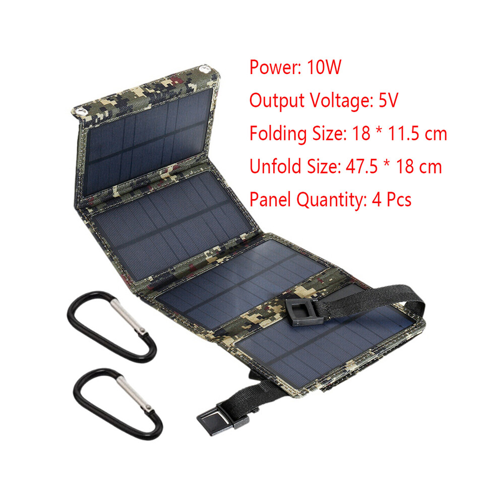 (10W) 21W Foldable Solar Panel Charger Waterproof Portable Solar Charger USB Ports for Battery Phone Camping Supplies Survival