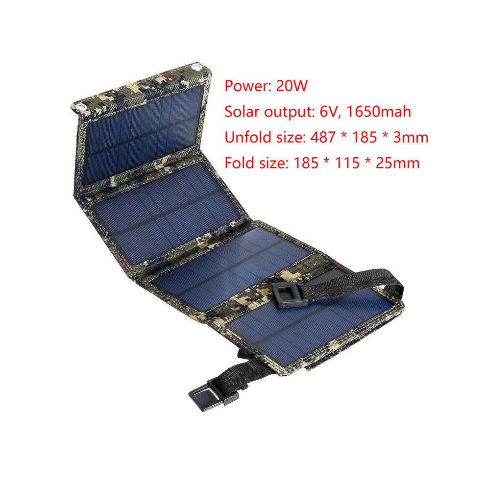 (20W) 21W Foldable Solar Panel Charger Waterproof Portable Solar Charger USB Ports for Battery Phone Camping Supplies Survival