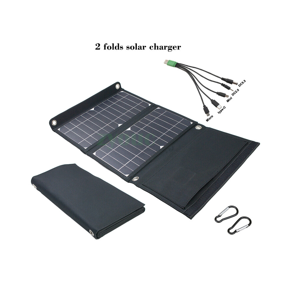 (2foldsblack) USB Foldable Solar Panel portable Flexible Small Waterproof 5V Folding Solar Panels Cells For mobile phone Battery Charger