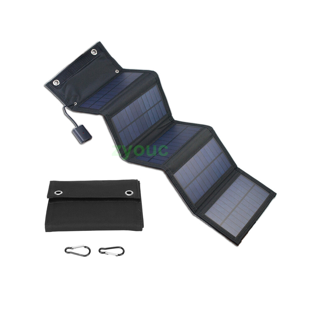 Maxpower (5Foldblack) Solar Cell 20W Photovoltaic Panels Usb Charger System Battery V 5V Portable Flexible Foldable Energy Power Camping Set
