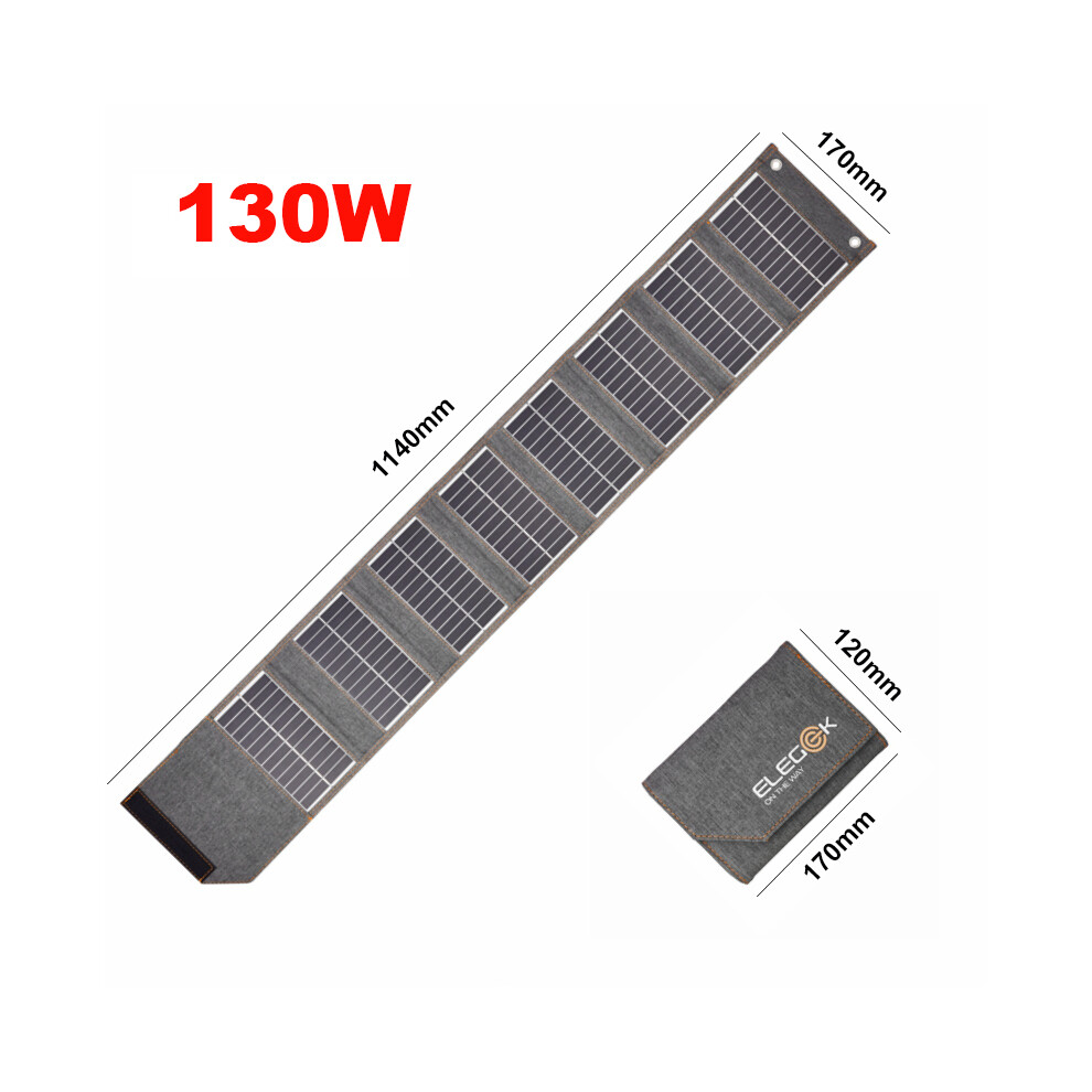 (130W) 130W/80W Folding Solar Panel USB 5V Solar Charger Portable Solar Cell Outdoor Phone Power Bank for Camping Hiking + 3 in