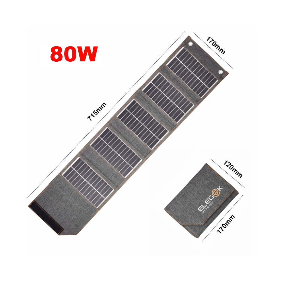 (80W) 130W/80W Folding Solar Panel USB 5V Solar Charger Portable Solar Cell Outdoor Phone Power Bank for Camping Hiking + 3 in