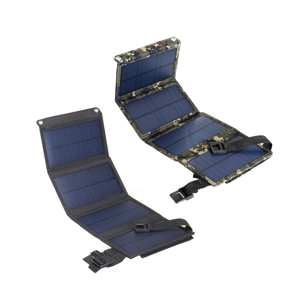 (Camouflage) Waterproof 20W 5V Foldable USB Solar Panel Cells Mobile Phone Battery Charger for Camping Hiking with Carabiner