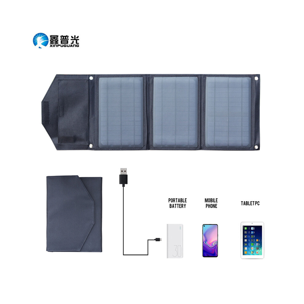 (Black 21W) 21W Solar Charger Kit Dual USB Foldable Solar Panel 5V 1A 2A 3A Charger For Outdoor Mobile Phone/Power Bank/Battery Charge