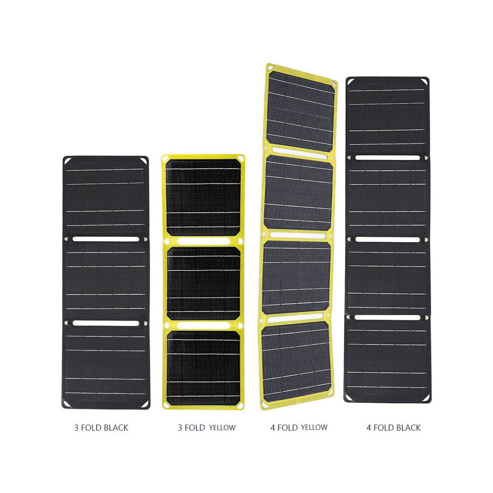 Maxpower ( 4 Fold) 30W/40W 5V Portable Battery Phone Charger Foldable Solar Power Bank Solar Panel Chargers For Cell Phone Power Banks Flashlight Black