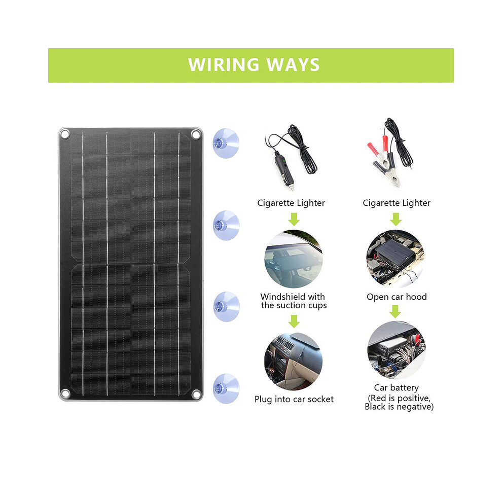 (Alligator clips) 12V Solar Trickle Charger for Car Battery Solar Battery panel Maintainer for Car Truck Boat RV Motorcycle Marine Trailer