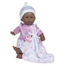 Poupée Bébé JC Toys La Baby Afro-Américaine 11 pouces | Lavable | Tenue Florale Rose amovible avec Chapeau, Sucette & Couverture