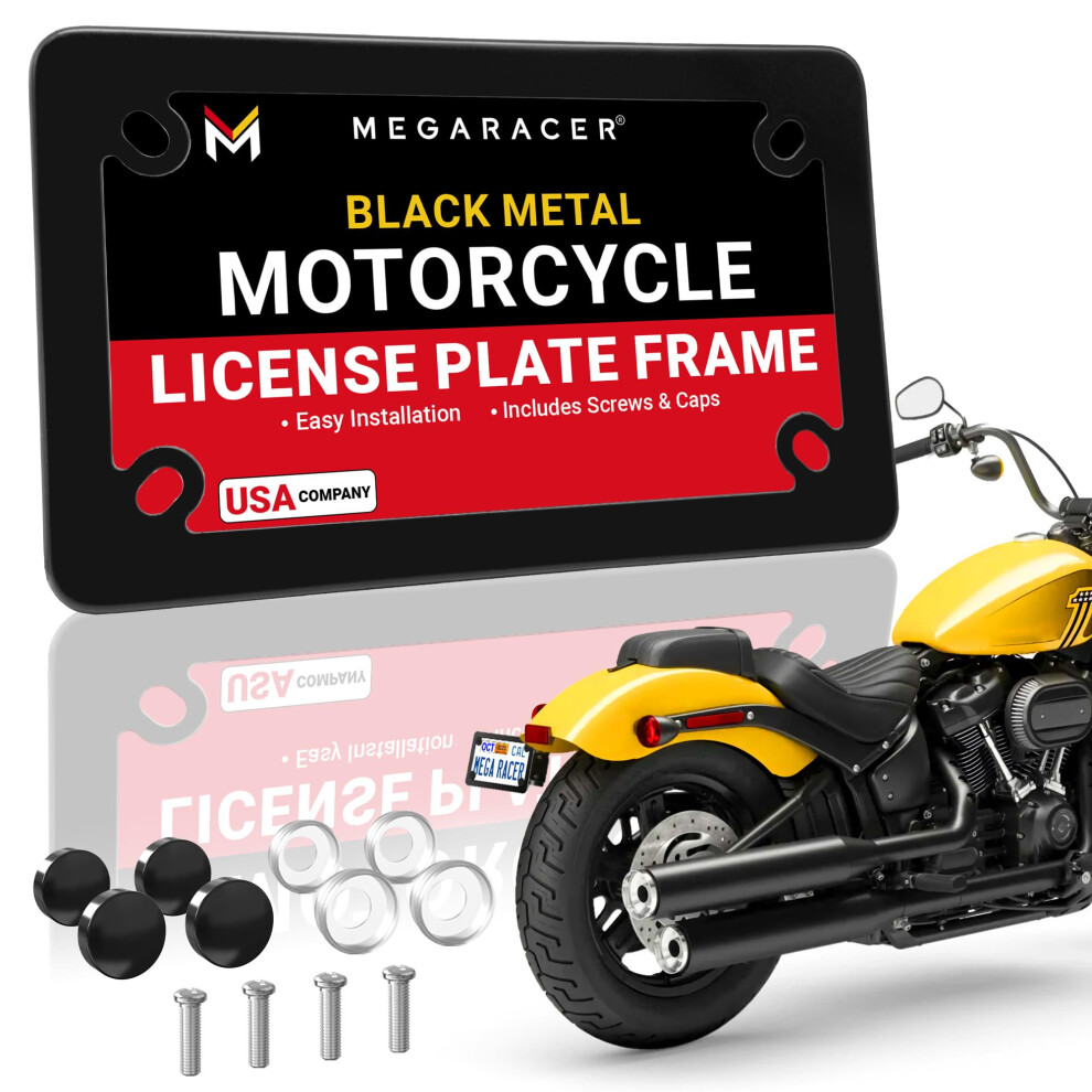 Cadre de plaque d'immatriculation moto en m   tal noir | Cadre de plaque moto | Support de plaque d'immatriculation moto | Cadre de plaque d'immatr