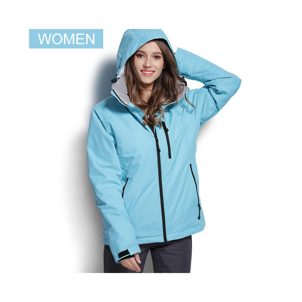(Blue, L) Ski Jacket Women Snowboard Jacket Ski Coat Female Winter Outdoor Warm Waterproof Windproof Breathable Clothes Hooded