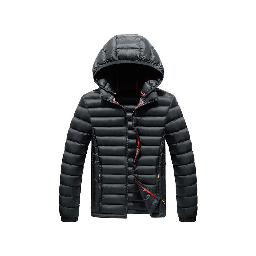 (Black, L) Winter Men Hooded Jacket Men Warm Thick Waterproof Parkas Jacket Coat Autumn Mens Fashion Casual Brand Windproof Jacket Male