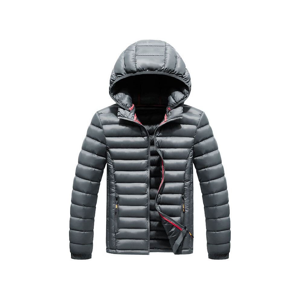 (Grey, L) Winter Men Hooded Jacket Men Warm Thick Waterproof Parkas Jacket Coat Autumn Mens Fashion Casual Brand Windproof Jacket Male