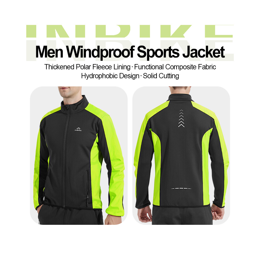 (Black Green, 2XL) Reflective Windproof Cycling Jacket  Men Thermal  Winter Road Bicycle Clothes Waterproof MTB Riding Soft Shell Coat WJ602