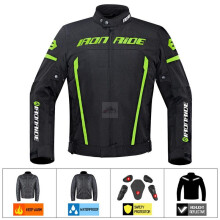 (Green Black Jacket, XL) Motorcycle Men's Jacket Waterproof Moto Protection Motocross Jacket With Linner Motobiker Racing Suit Riding Racing