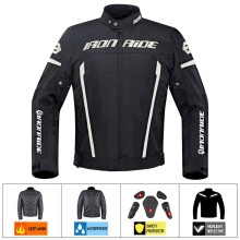 (Grey Black Jacket, M) Motorcycle Men's Jacket Waterproof Moto Protection Motocross Jacket With Linner Motobiker Racing Suit Riding Racing