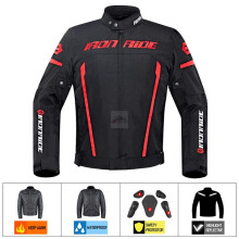 (Red Black Jacket, XXL) Motorcycle Men's Jacket Waterproof Moto Protection Motocross Jacket With Linner Motobiker Racing Suit Riding Racing