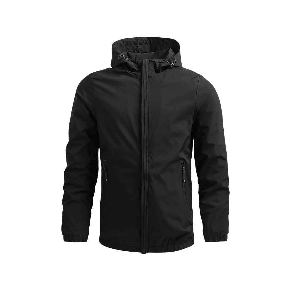 (black, 4XL) Spring Autumn Waterproof Jacket Men Outdoor Sports Climbing Camping Trekking Fishing Hooded Coat Windbreaker Jacket for Men
