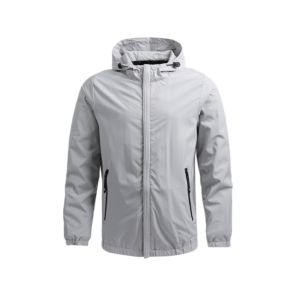 (light grey, 5XL) Spring Autumn Waterproof Jacket Men Outdoor Sports Climbing Camping Trekking Fishing Hooded Coat Windbreaker Jacket for Men