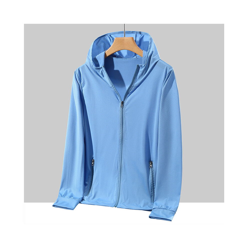 Maxpower (Blue, 7XL) Plus Size Summer Coat Men Hooded Quick-Drying Upf 50 Breathable Windbreaker Summer Sun Protection Jackets Big Size Men Clothing