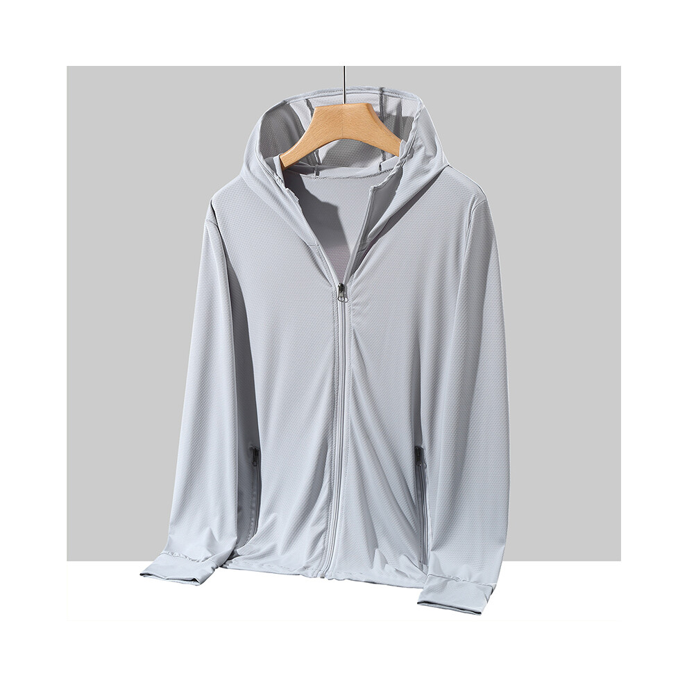 Maxpower (Gray, 7XL) Plus Size Summer Coat Men Hooded Quick-Drying Upf 50 Breathable Windbreaker Summer Sun Protection Jackets Big Size Men Clothing