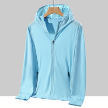 (Sky blue, 5XL) Plus Size Summer Coat Men Hooded Quick-Drying Upf 50 Breathable Windbreaker Summer Sun Protection Jackets Big Size Men Clothing