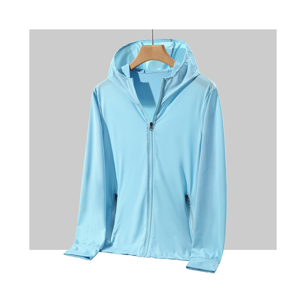 Maxpower (Sky Blue, 7XL) Plus Size Summer Coat Men Hooded Quick-Drying Upf 50 Breathable Windbreaker Summer Sun Protection Jackets Big Size Men Clothing