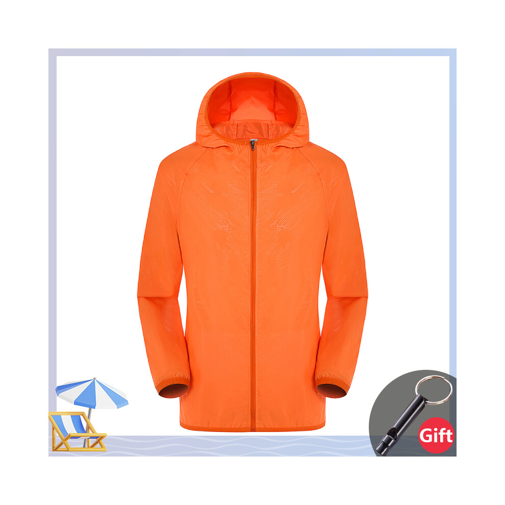 (Orange, XXXL) Ultralight Rainproof Windbreaker Jacket Breathable Waterproof Windproof Women Men Casual Camping Top Fishing Cycling Slim Coat