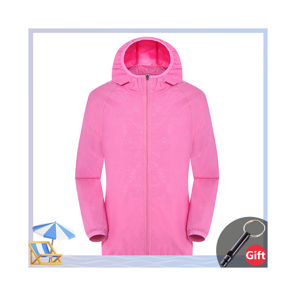 (Pink, XL) Ultralight Rainproof Windbreaker Jacket Breathable Waterproof Windproof Women Men Casual Camping Top Fishing Cycling Slim Coat
