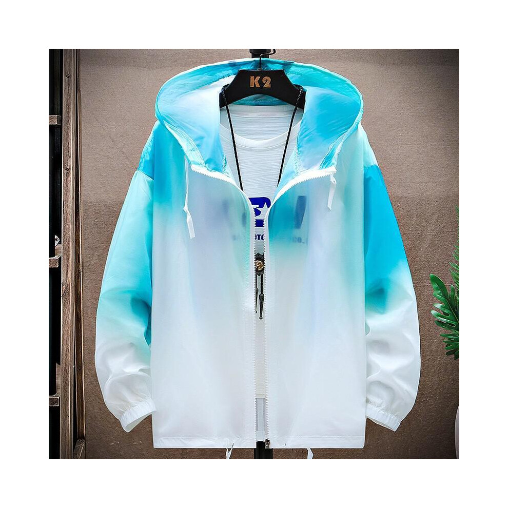 (Sky blue, XXXL) High Quality Sunscreen Jacket For Men Casual Windbreaker Jacket Breathable Waterproof Outdoor Jacket Sunshine Proction