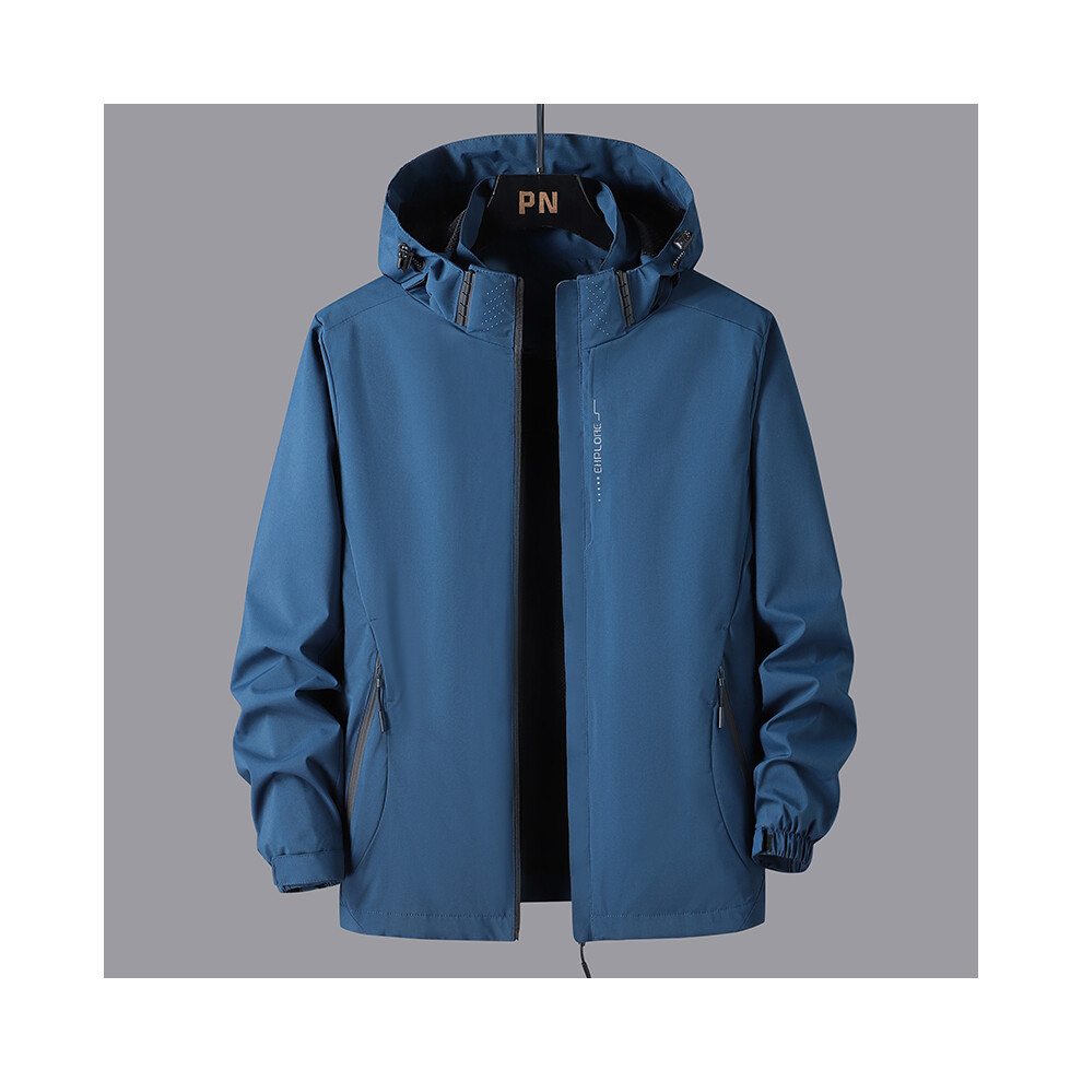 (Oil blue, 5XL (92kg-100kg)) New Hiking Jackets Mens Waterproof Clothes Reflective Windbreaker Hunting Camping Trekking Jackets Outdoor Windproof Coats Male