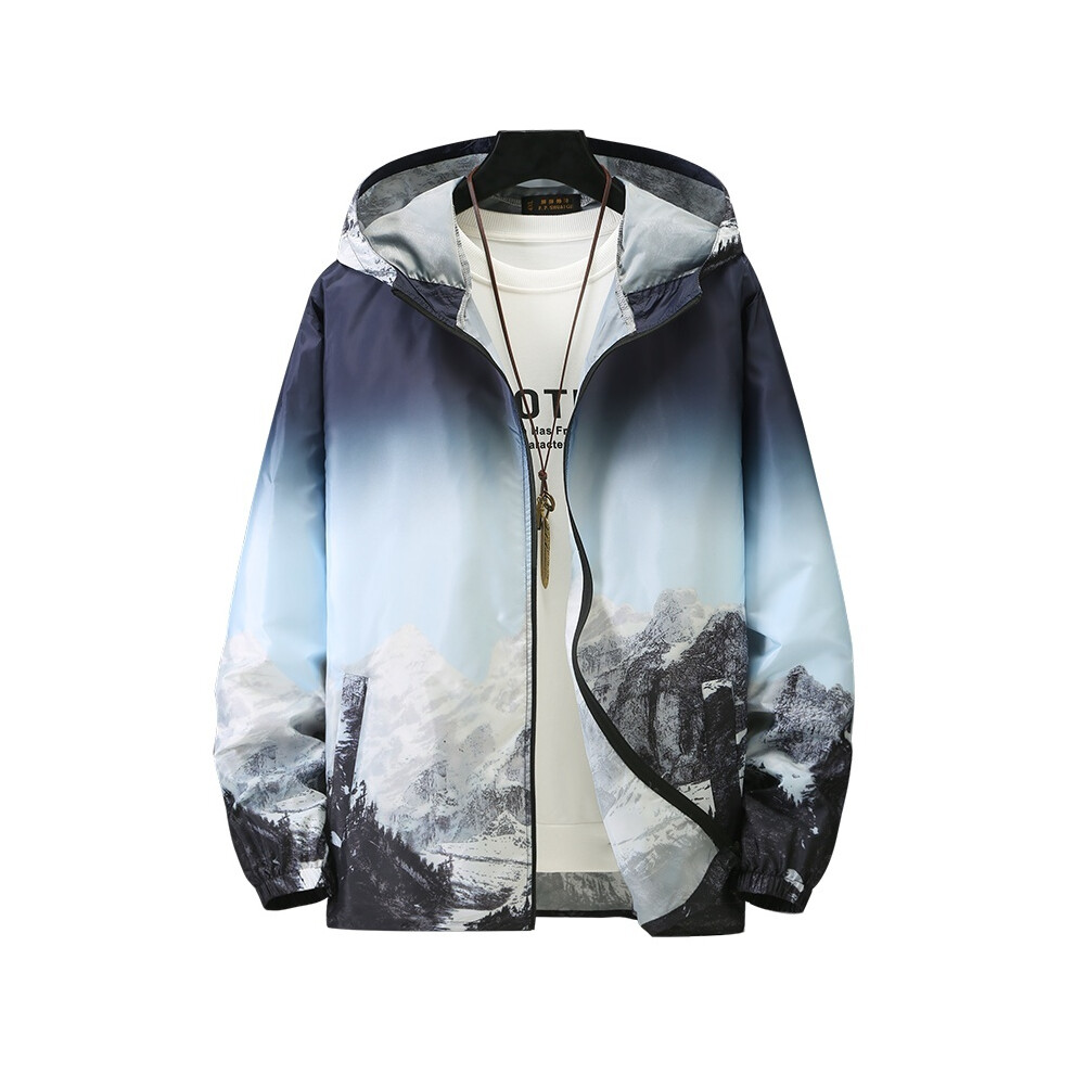 (Blue, 6XL(100 to 110kg)) Quick Dry Skin Coat Sunscreen Waterproof UV men thin Outwear Ultra-Light Windbreake Jacket Women Men Coat plus size