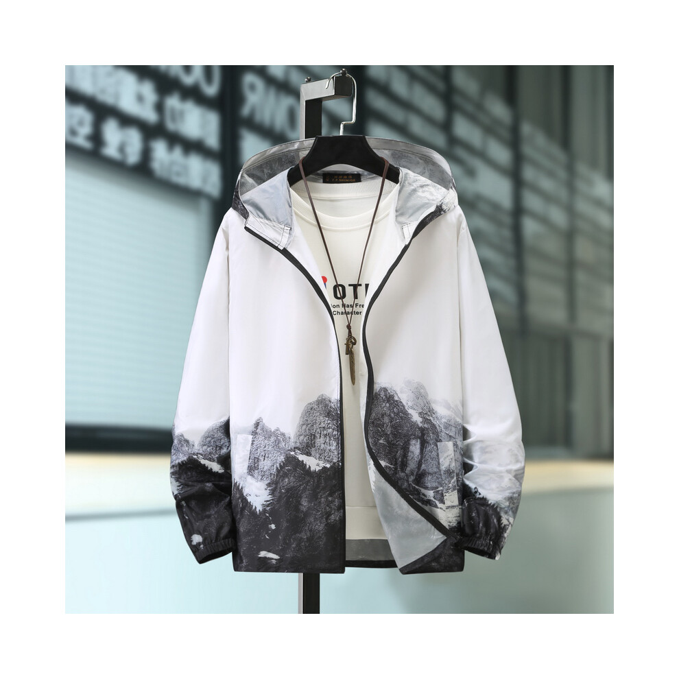 (WHITE, 7XL(110 to120kg)) Quick Dry Skin Coat Sunscreen Waterproof UV men thin Outwear Ultra-Light Windbreake Jacket Women Men Coat plus size
