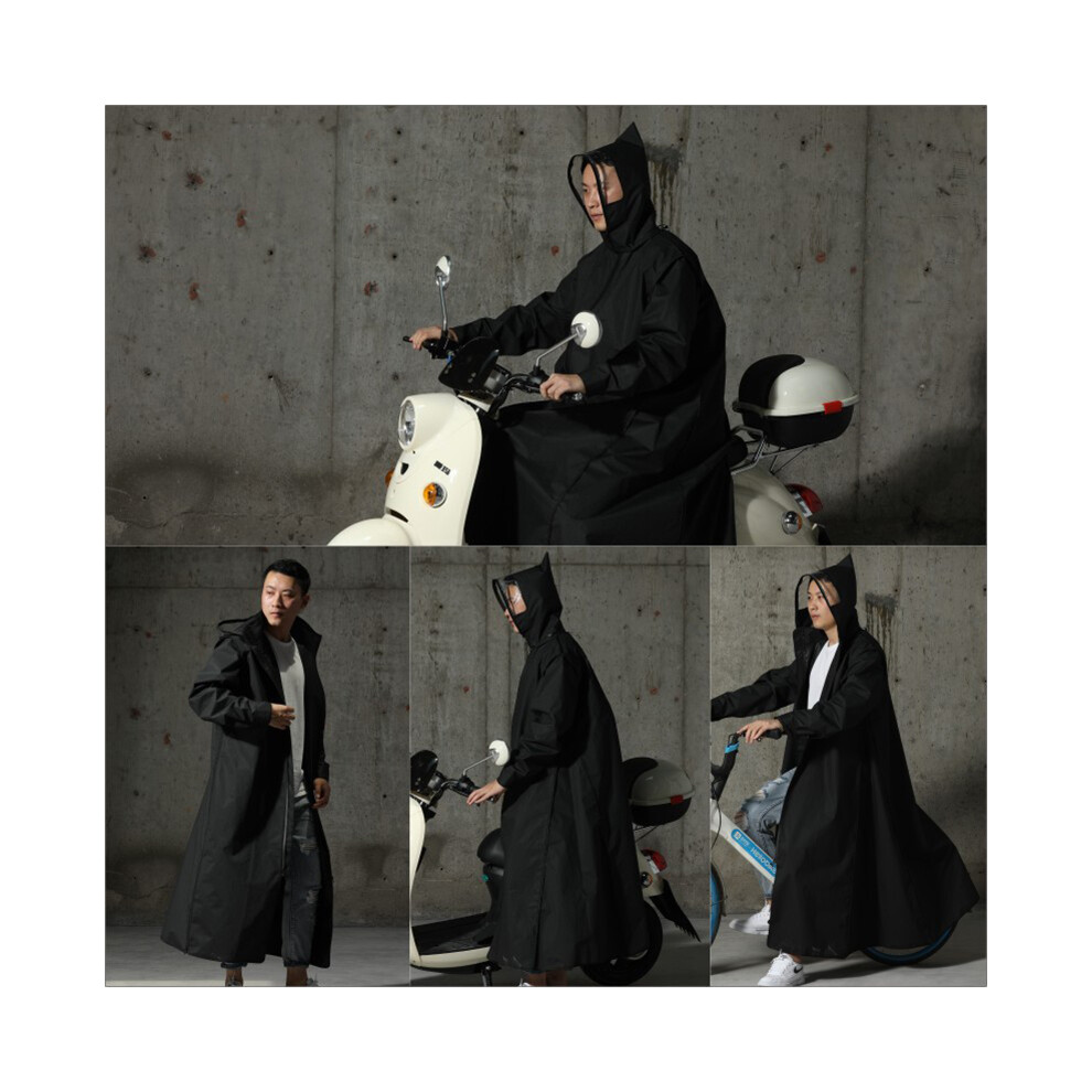 (black, XXL) Hooded Rain Poncho Waterproof Windbreaker Women Raincoat Men Black Rain Clothes Covers EVA Rain Jacket Coats Motorcycle Rainwear