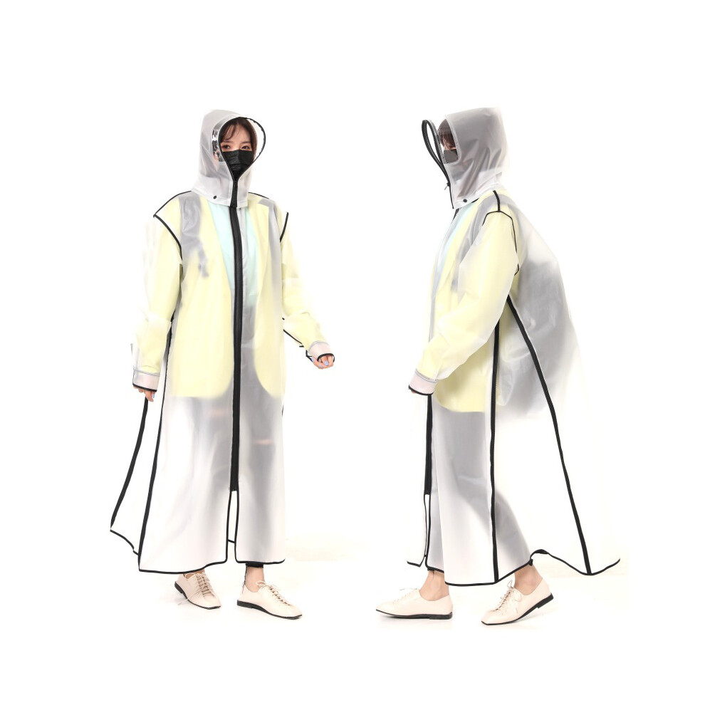 (WHITE, XXL) Hooded Rain Poncho Waterproof Windbreaker Women Raincoat Men Black Rain Clothes Covers EVA Rain Jacket Coats Motorcycle Rainwear