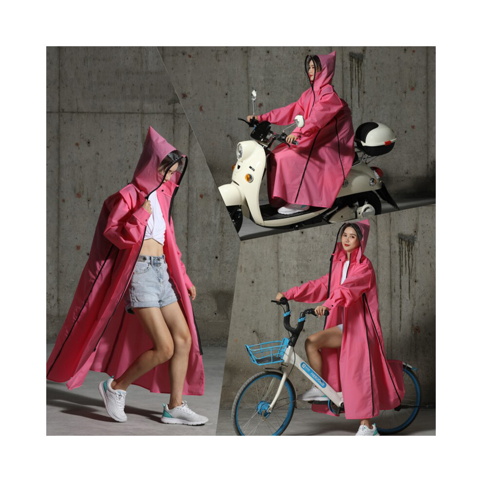 (Pink, XXXL) Hooded Rain Poncho Waterproof Windbreaker Women Raincoat Men Black Rain Clothes Covers EVA Rain Jacket Coats Motorcycle Rainwear