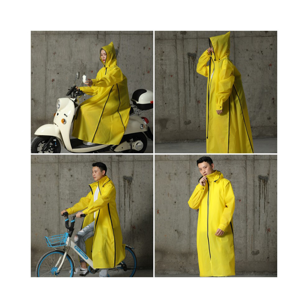 (Yellow, XXXL) Hooded Rain Poncho Waterproof Windbreaker Women Raincoat Men Black Rain Clothes Covers EVA Rain Jacket Coats Motorcycle Rainwear