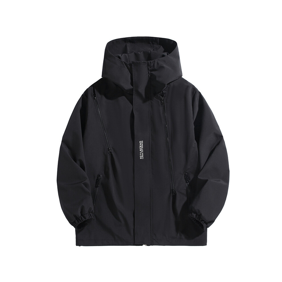 Maxpower (Black, 9XL(130 To 140Kg)) Plus Size Windbreaker Men Waterproof Jacket Solid Color Black Windbreaker Coats Male Big Size Outdoor Outerwear