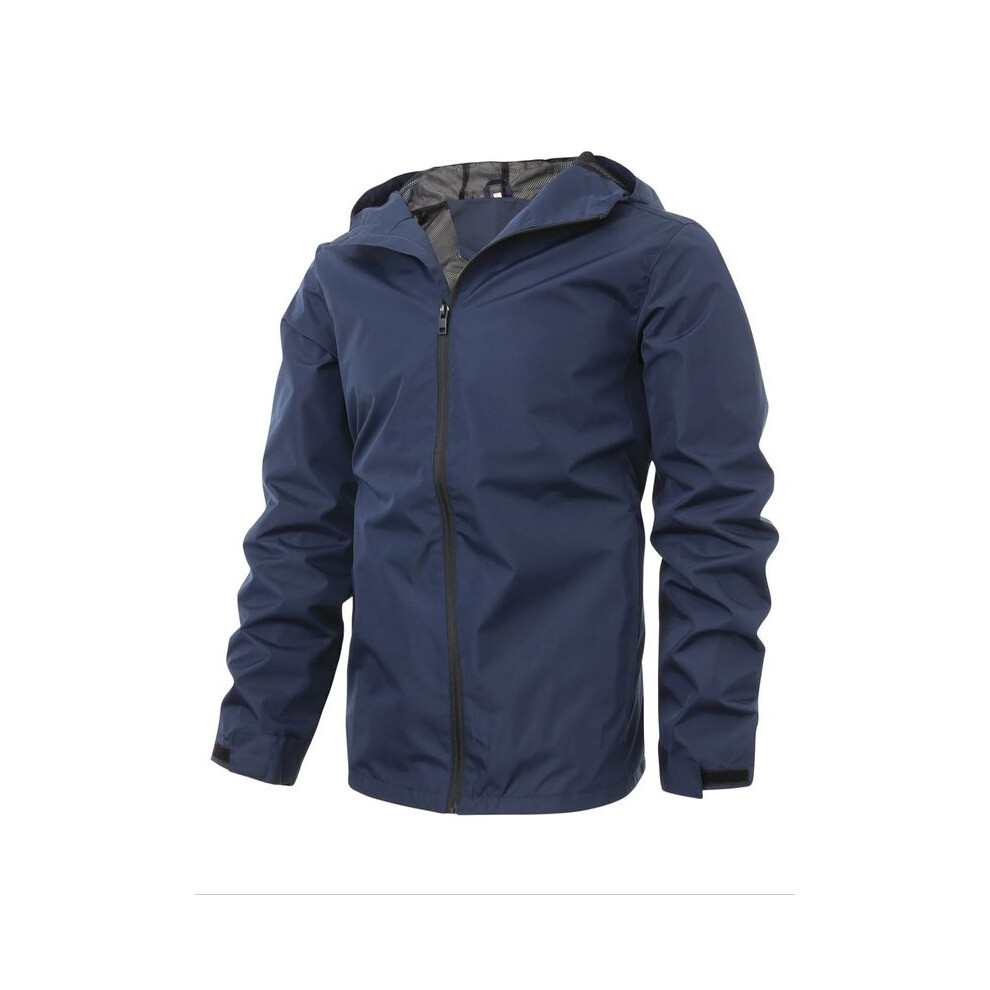 (Dark blue, XL) Outdoor storm jacket Spring and autumn men and women's thin windproof jacket with color waterproof mountaineering clothing