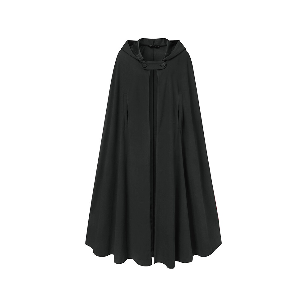 (black, XXXL) Women Stylish Long Cape Cloak Hooded Wool Blend Cloak Coat Autumn Hoodies Poncho Warm Cosplay Jackets Outwear Windbreaker