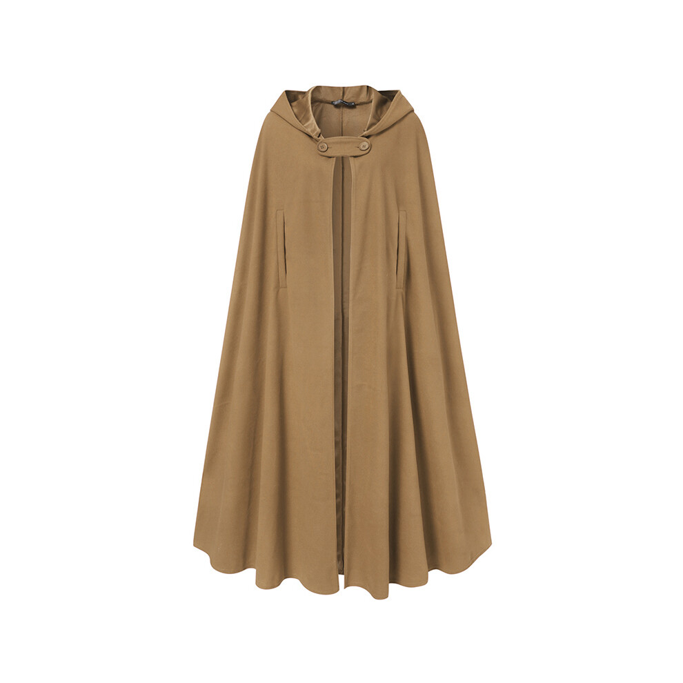 Maxpower (Khaki, 4XL) Women Stylish Long Cape Cloak Hooded Wool Blend Cloak Coat Autumn Hoodies Poncho Warm Cosplay Jackets Outwear Windbreaker