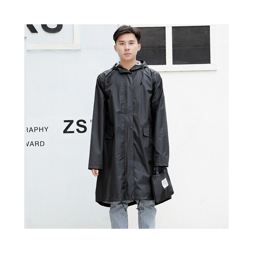 (black, M) Hood Long Raincoat Women Men Waterproof Stylish Rain Coat Jacket Luxury Elegant Plus Sizes